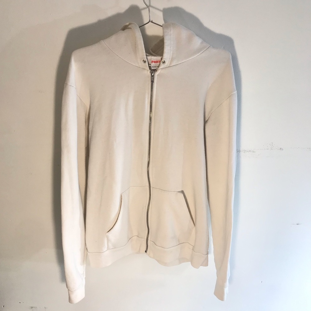American Apparel White Hoodie F497 Size L
